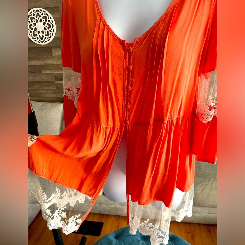 Umgee Coral Lace Cardigan Kimono